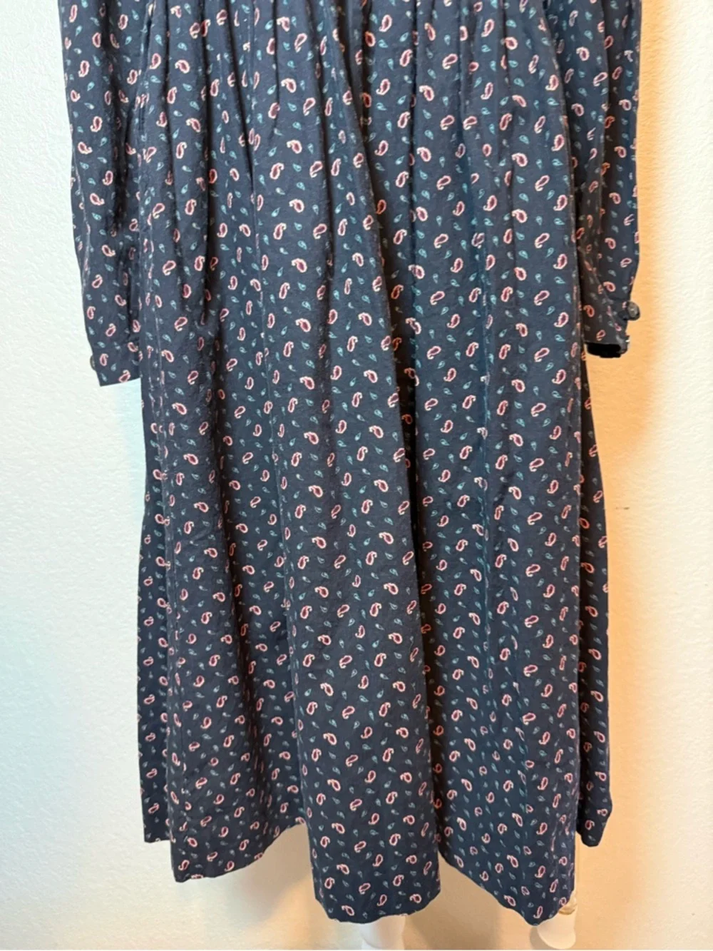Vintage 1980’s Laura Ashley Paisley Print Prairie Dress Blue Size 12 - Picture 3 of 16